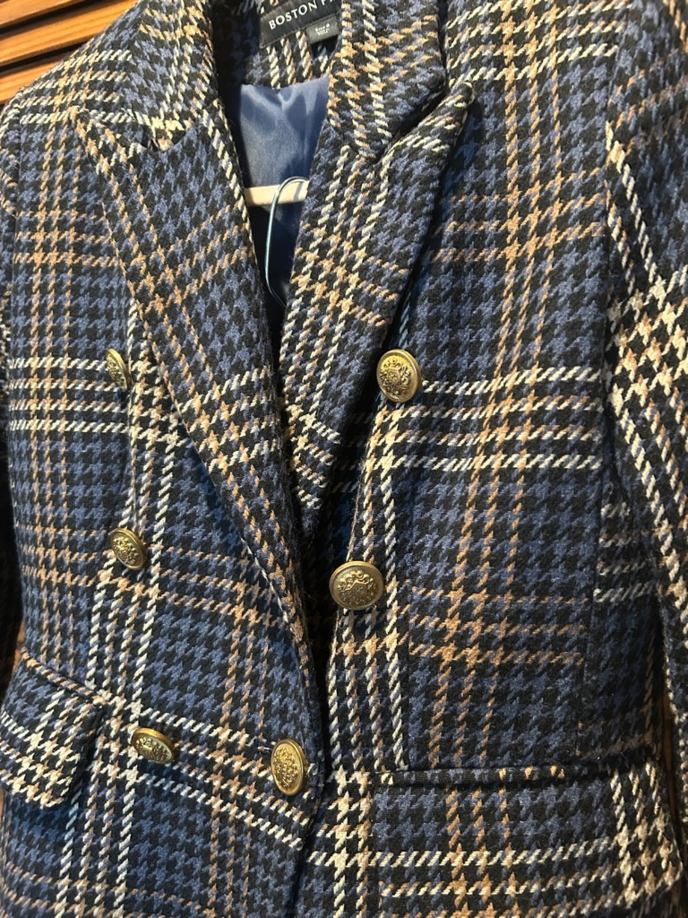 Boston Proper Navy, Brown & Cream Plaid Double-Breasted Suit Set - Picture 5 of 15